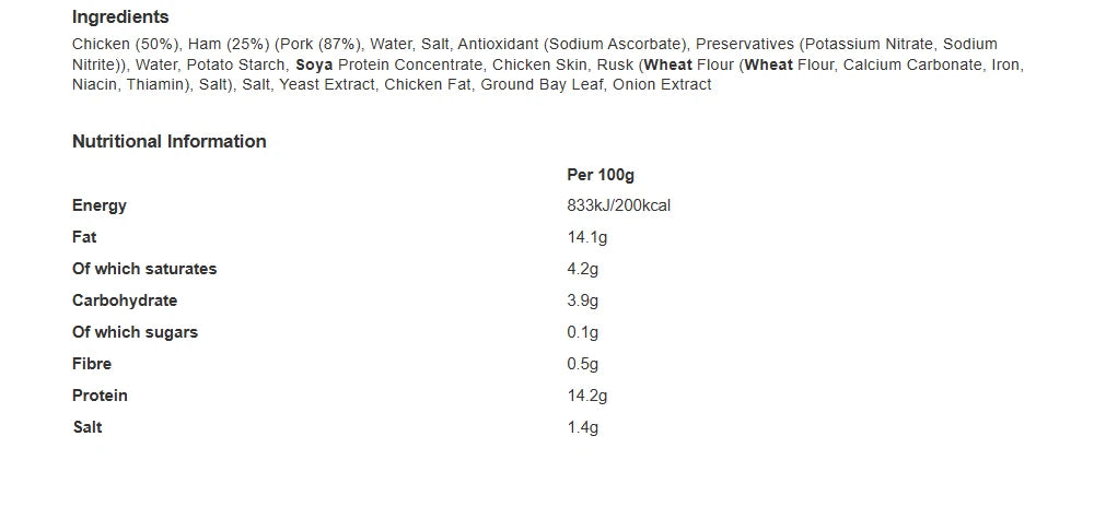 Princes Chicken and Ham High in Protein Sandwich Paste 75g Jar Pack of 12