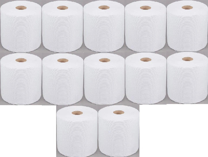 White Roll 2 Ply, Large Roll of Disposable Paper Hand Towels 12 pack