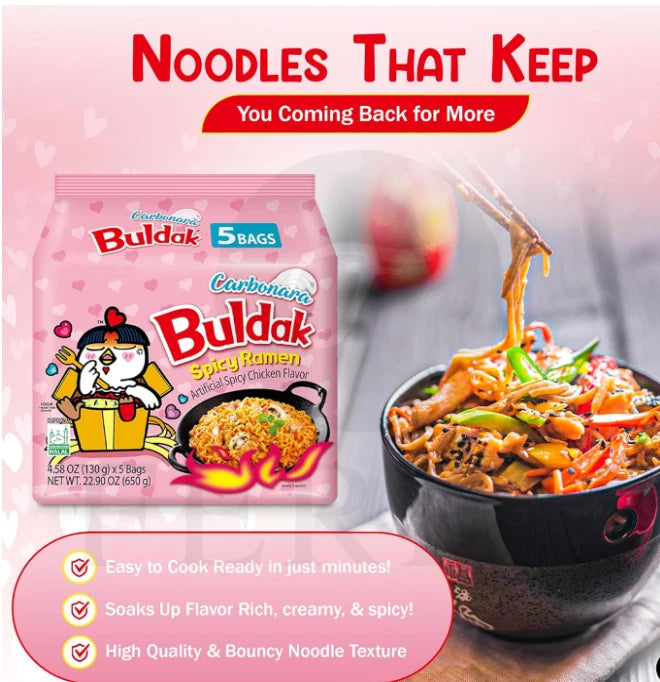 Samyang Buldak Carbonara Hot Chicken Flavor Ramen 5 x 140g