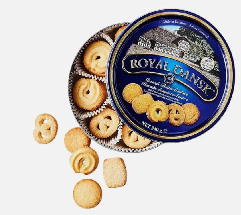 Royal Dansk Danish Butter Cookies, 100% Pure Butter Biscuit Tin, 340g Pack of 2
