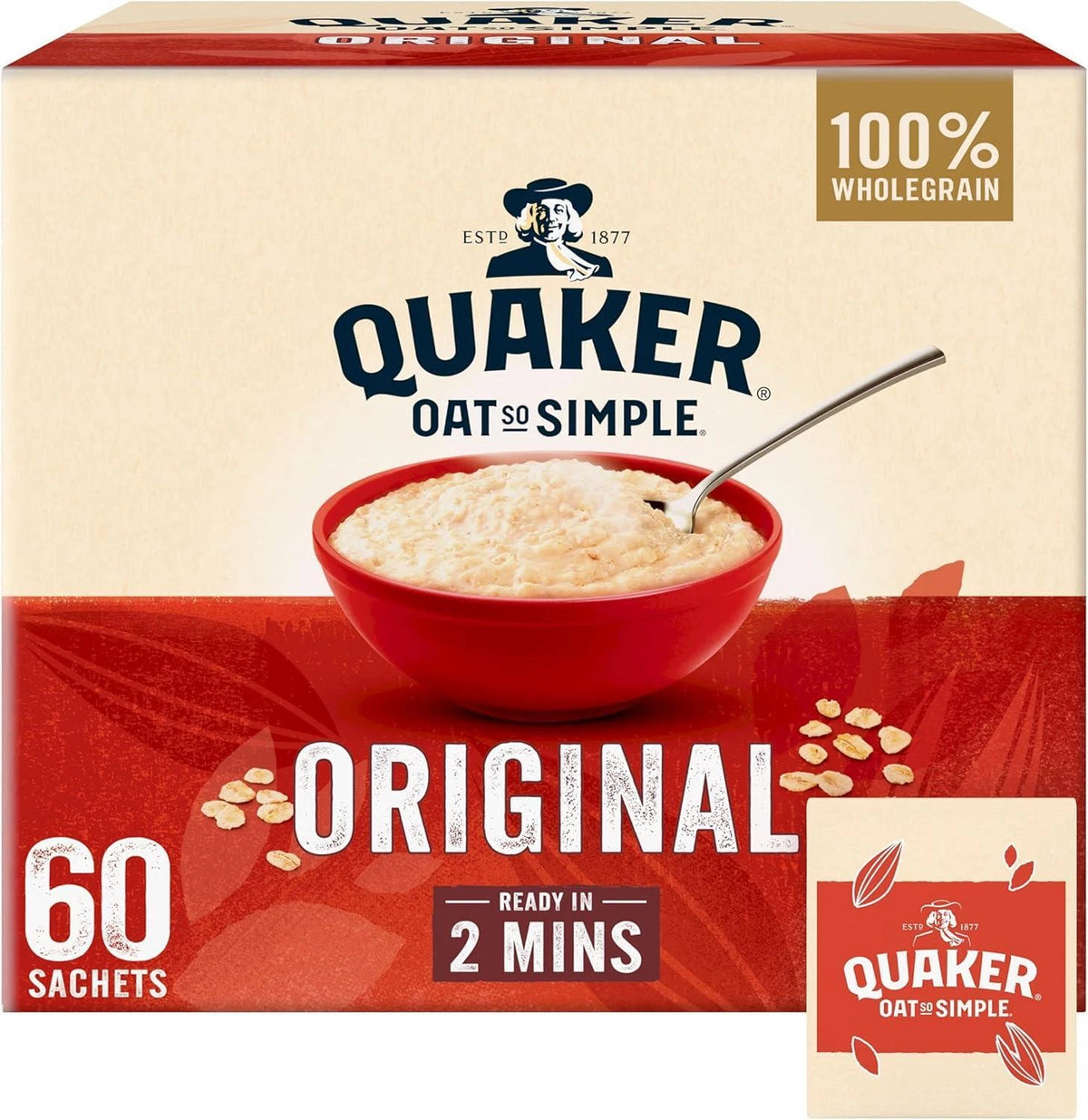 Quaker Oats Oat So Simple Original Porridge Sachets, 60 x 27 g