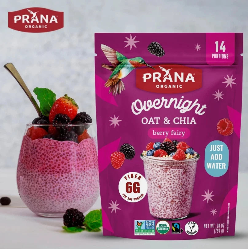 Prana Overnight Chia with Oats Berry Fairy Rich in Fiber & Protein, Vegan