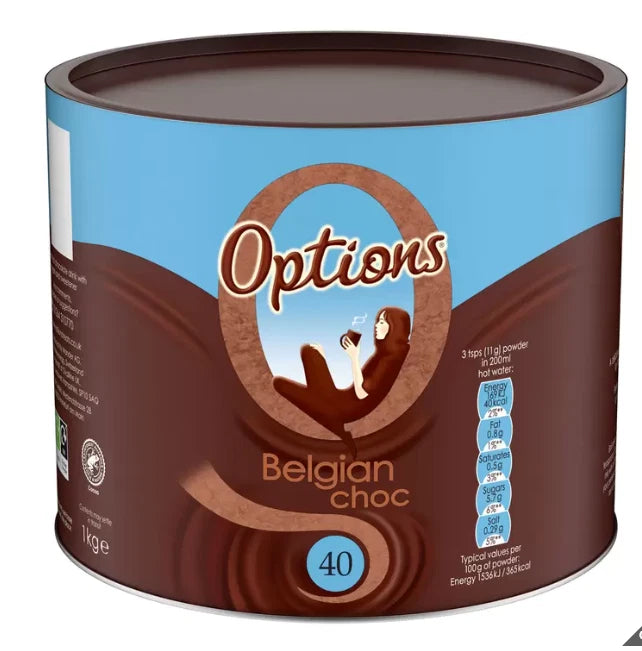 Options Choc O Lait Belgian Instant Hot Chocolate Drink Creamy Smooth Rich 1kg