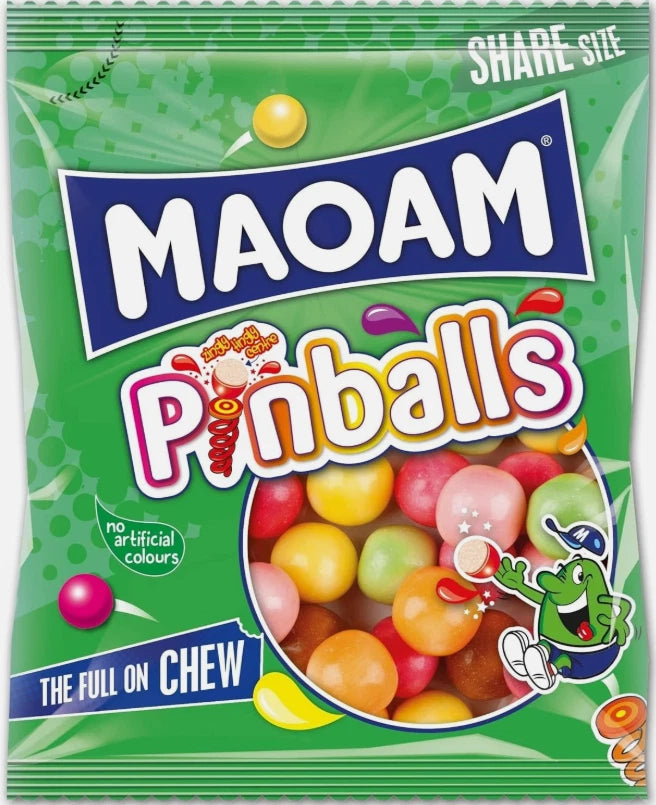 MAOAM Pinballs Fruit & Cola Flavour Chewy Sweets Sharing Bag 140g Pack of 14