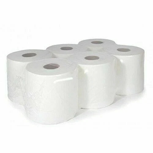 White Roll 2 Ply, Large Roll of Disposable Paper Hand Towels 6 pack