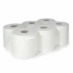 White Roll 2 Ply, Large Roll of Disposable Paper Hand Towels 6 pack