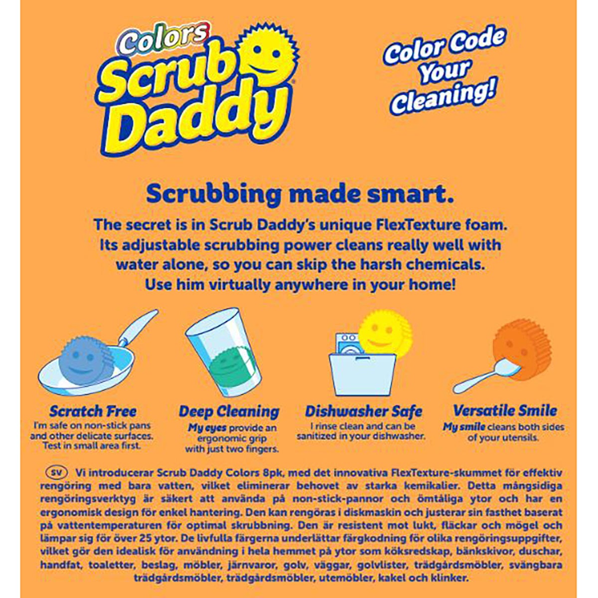 Scrub Daddy FlexTexture Colour Scrubbers 8 Pack