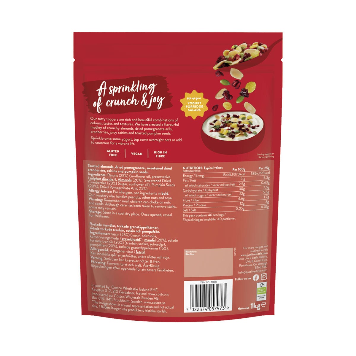 Just Live a Little Pomegranate & Almond Topper 1kg
